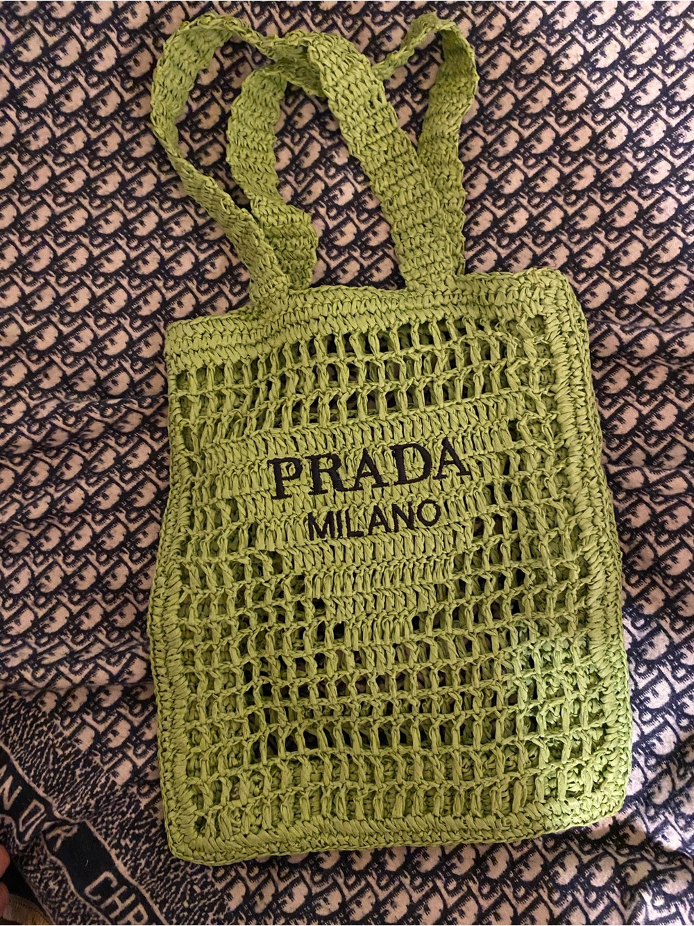 Designer inspired Olive Green Crochet Tote